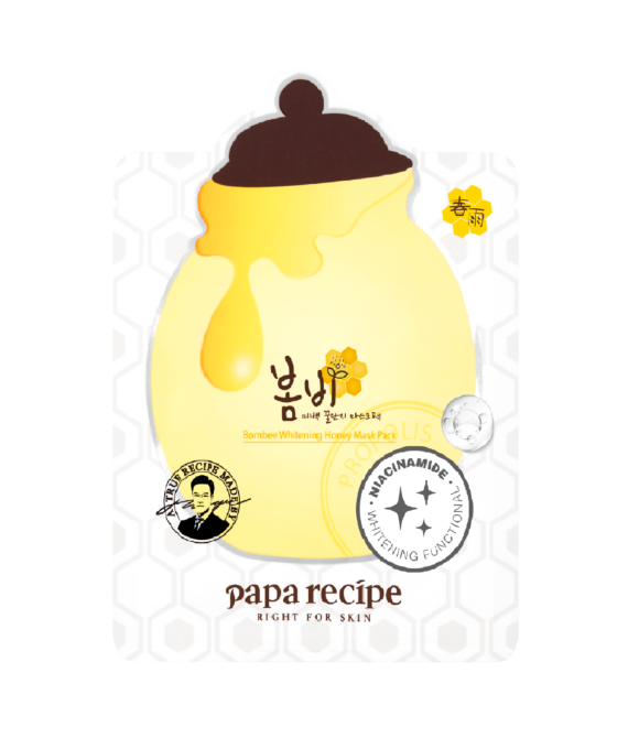 Освітлювальна тканинна маска з алмазною пудрою та екстрактом меду Papa Recipe Bombee Whitening Honey Mask 25 g