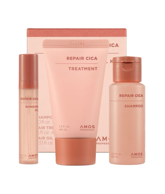 Набір мініатюр продуктів для пошкодженого волосся AMOS Professional Repair Cica Trial Kit