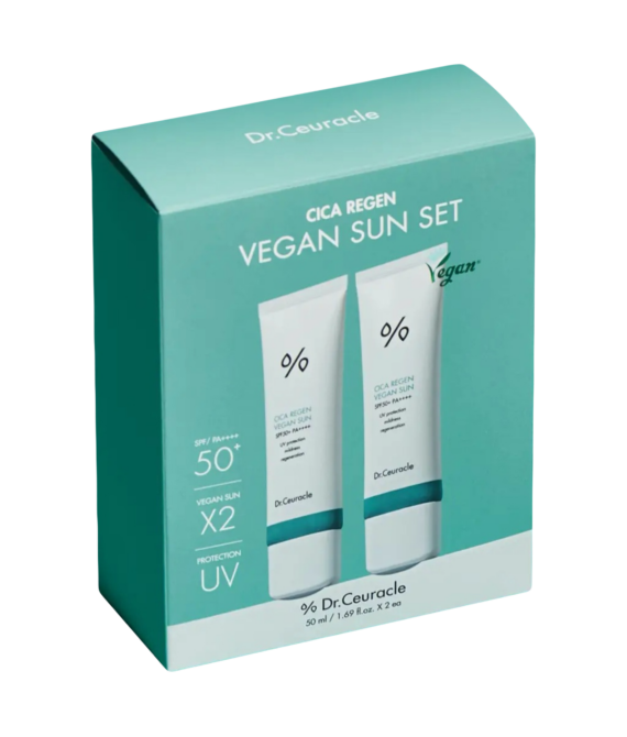 Набір сонцезахисних веганських кремів з центелою Dr.Ceuracle Cica Regen Vegun Sun Set 50 ml + 50 ml