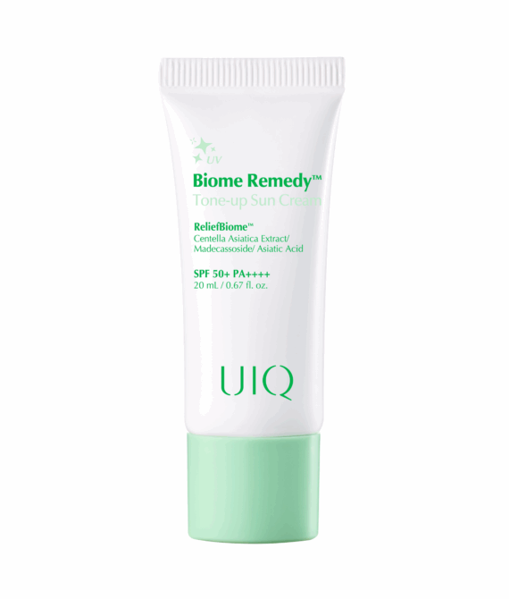 Мініатюра сонцезахисного крема з зеленим тоном UIQ Biome Remedy™ Tone-up Sun Cream Green, 20 ml