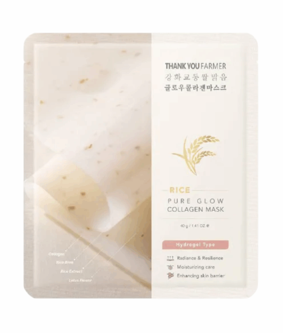 Гелева маска з екстрактом рису THANK YOU FARMER Rice Pure Glow Collagen Mask, 40 g