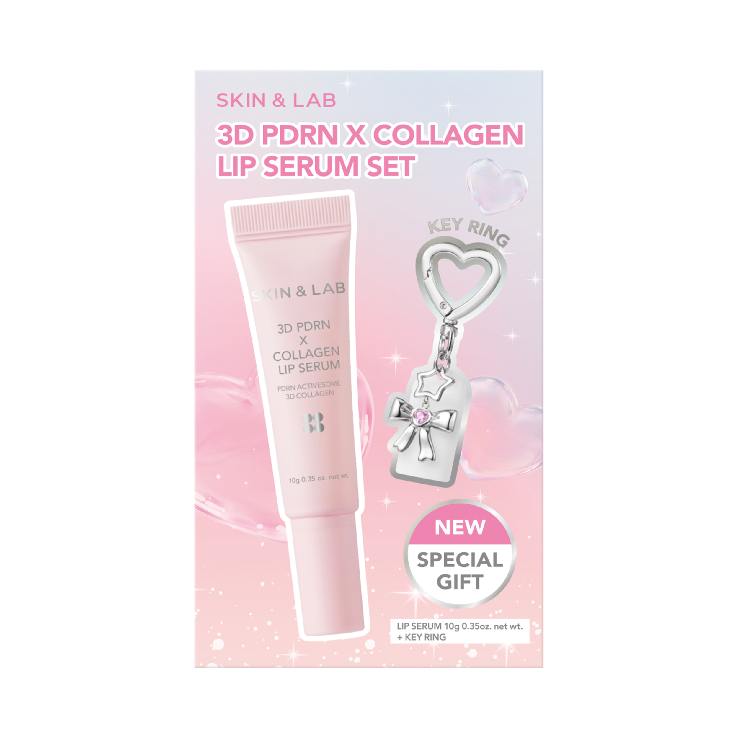 Сироватка для губ з PDRN та колагеном + брелок-тримач SKIN&LAB 3D PDRN × Collagen Lip Serum Set